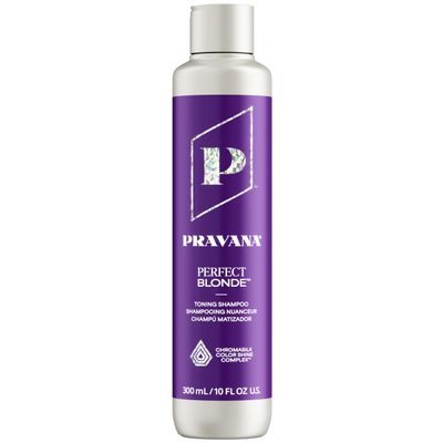 Pravana The Perfect Blonde Purple Toning Shampoo Neutralizes Brassy, Yellow Tones For Color-Treated Hair Chromasilk Enhances Shine Protection Vegan, Paraben Sulfate Free 10 Fl Oz