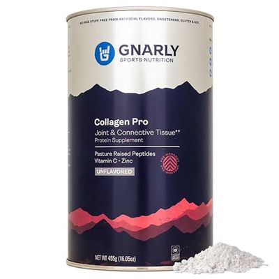 Gnarly Nutrition Collagen Peptides - Gnarly Collagen Pro with Vitamin C, Zinc Copper - NSF Sport Certified, Protein Synthesis Vitamin Powder - Unflavored, 16.05 oz (30 Servings)