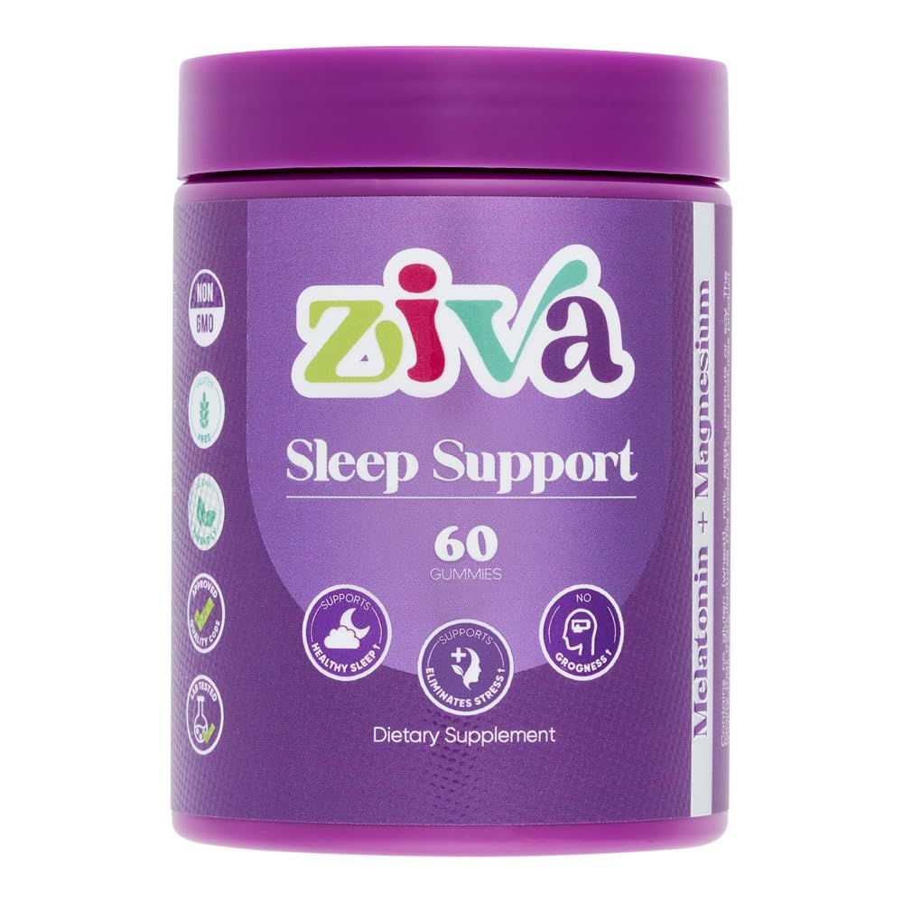 ZIVA Sleep Support Gummies - Melatonin Magnesium Sleep Aid for Adults - Restful Sleep Formula with Natural Berry Flavor
