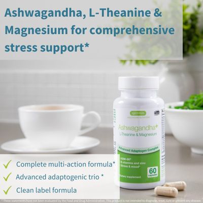Igennus Ashwagandha Adaptogen Complex - KSM-66, L-Theanine Magnesium, Methylated B Vitamins and Chelated Minerals, Clean Label, All Day Nutrient Coverage, Stress Support, 60 Vegan Capsules