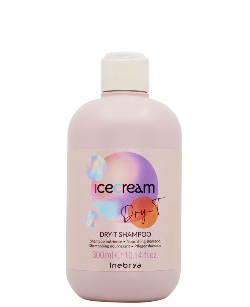 Inebrya Ice Cream Dry-T Shampoo - Nourishing Shampoo for Dry, Frizzy, and Treated Hair with Silk and Wheat Proteins (10.14 oz.)