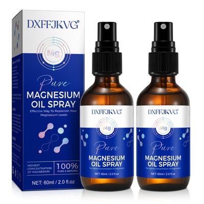 DXFFJKVG Pure Magnesium Oil Spray 2 Pack - Natural Magnesium Spray - Made with Concentrated Pure Magnesium Chloride Oil - Topical Magnesium Spray (2 fl oz)