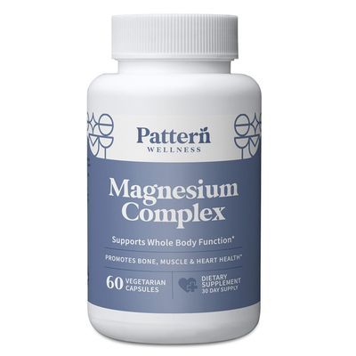 Pattern Wellness Magnesium Complex - Natural Sleep Mood Support, Bone Muscle Health, Overall Wellness - Added Zinc - 60 Vegan Capsules