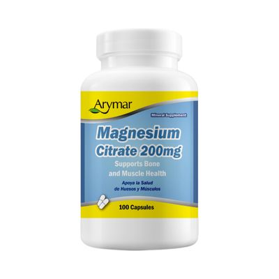 Arymar Magnesium Citrate 1250mg - High Potency Magnesium Supplement - 100 Capsules
