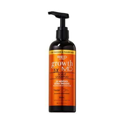 Red by Kiss Growth MD Scalp Shampoo, 5X Menthol Extra Tingling for Thicker Fuller Hair, Vitamins Biotin Infused for Strengthening Itch Relief, Vegan Formula Cruelty Free (10oz)