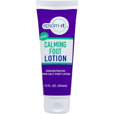 EPSOM-IT Calming Foot Lotion - Topical Magnesium Cream for Tired Feet Ankles, Epsom Salt Magnesium Sulfate Rub with Urea, Soften Tough Skin Cracked Heels, Stiffness in Legs, Knees and Feet, 3.5oz