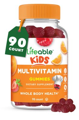 Lifeable Kids Multivitamin Gummies Great Tasting Multivitamin for Kids with Vitamins A, C, D, E, B6, B12, Zinc, Biotin, Folic Acid, Iodine, Niacin for Overall Body Health 90 Gummies