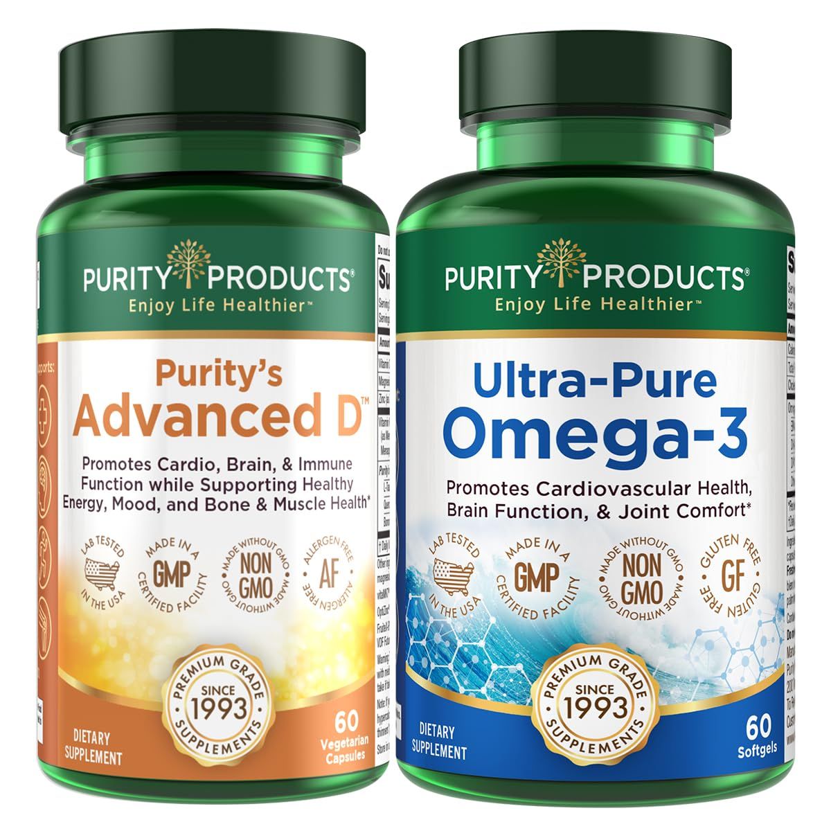 Purity Products KIT - Dr. Cannell&#39;s Advanced D Omega-3 Ultra-Pure Fish Oil from Advanced D is Packed with Vitamin D, Vitamin K2, Zinc, Magnesium Citrate, Boron and Taurine