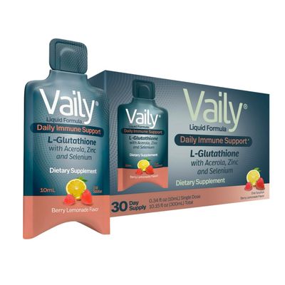 Vaily Immune Support Supplement for Adults - Liquid Glutathione Supplement 860 mg wAcerola Vitamin C Zinc Selenium - High Potency Antioxidant, Skin Health, Detox Every Day - 30 Single-dose Vials