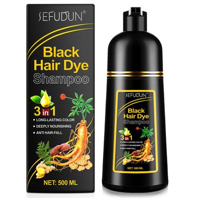 MrCuvaryas Black Hair Dye Shampoo 3 In 1, 3 In 1 Black Shampoo Hair Dye For Gray Hair, Herbal Ingredients Natural Shampoo Black Hair Dye, Black Shampoo Dye Shampoo For Gray Hair For Women Men 500ml