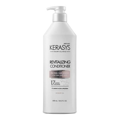 Kerasys Hair Clinic Protein Care System for Thin Limp Hair Rosehip Oil REVITALIZING 20.2 fl oz 600 ml (Conditioner 1-Pack)