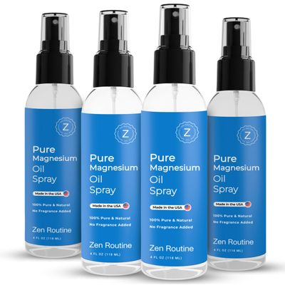 Pure Organic Magnesium Oil Spray Fast Absorbent Made in USA 4 fl oz118 ml (4 Pack)