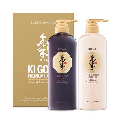 Daeng Gi Meo Ri- Ki Gold Premium ShampooTreatment Set, Effectively Moisture to Dry and Rough Hair, No Artificial Color, 780ml each