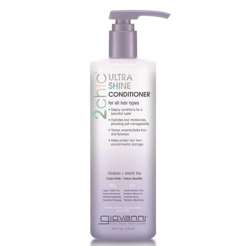 Giovanni 2chic Ultra-Shine Conditioner, 24 oz. - All Hair Types, Dual Taming Complex of Tsubaki Seed Oil White Tea, Long Lasting Vibrance, Tames Frizz Flyaways