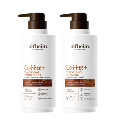 Alfheim Caffeine Shampoo Conditioner Set Energizing Hair Care with Biotin Niacinamide Strengthens Strands Supports Scalp Balance Sulfate-Free, Ideal for Oily Scalp Fine Hair 18 oz Each