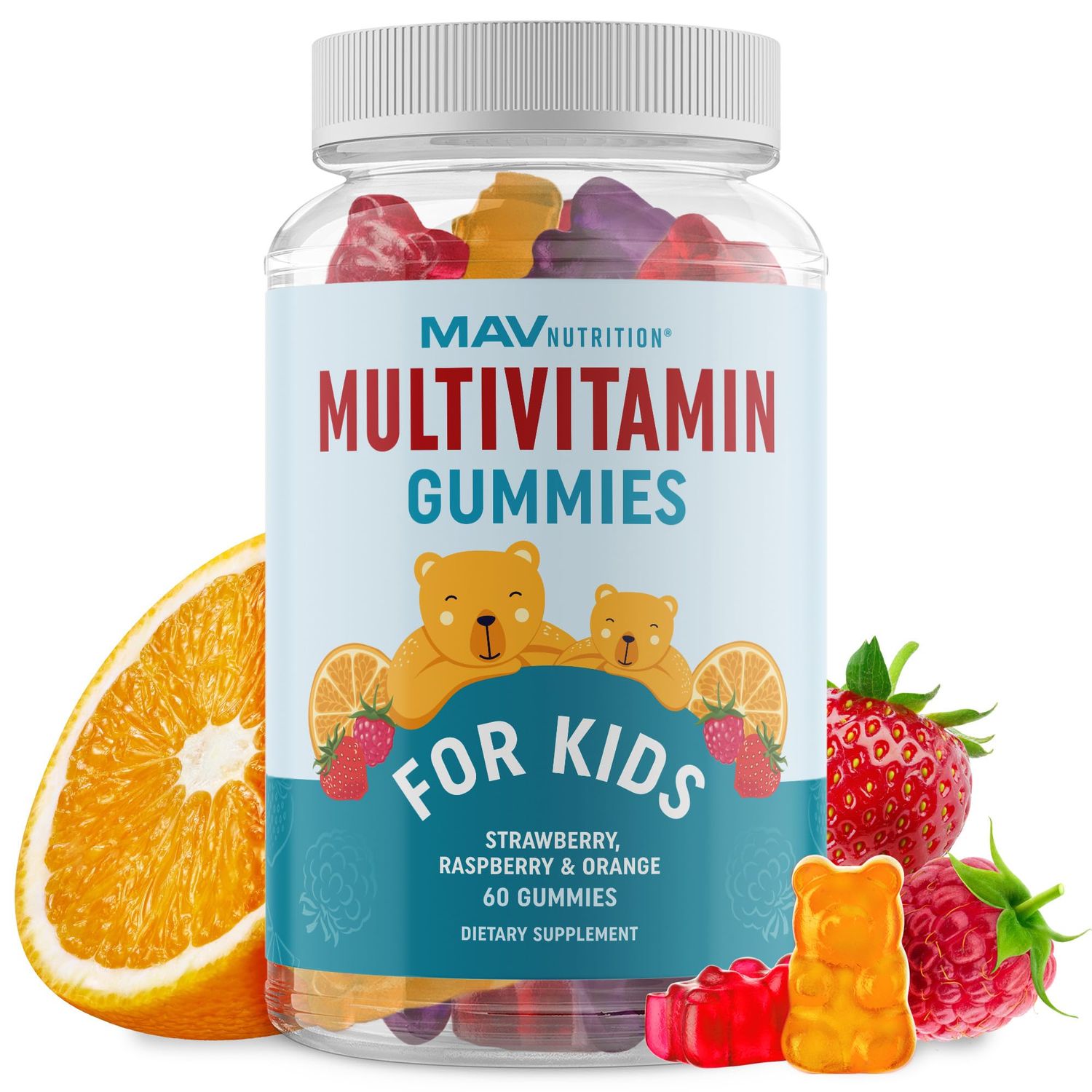 Kids Multivitamin Gummies Vitamins A, B, C, D Zinc for Immunity, Growth Development Daily Multivitamins for Children Ages 2 Non-GMO, Third-Party Tested Mixed Fruit Supplement 60 Gummies