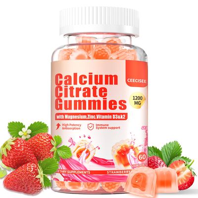 Calcium Citrate Gummies 1200mg for Adults: Ultimate Absorption Calcium Magnesium D3 K2 Supplement for Women Men - Supports B0ne Strength, Immune(60Count)