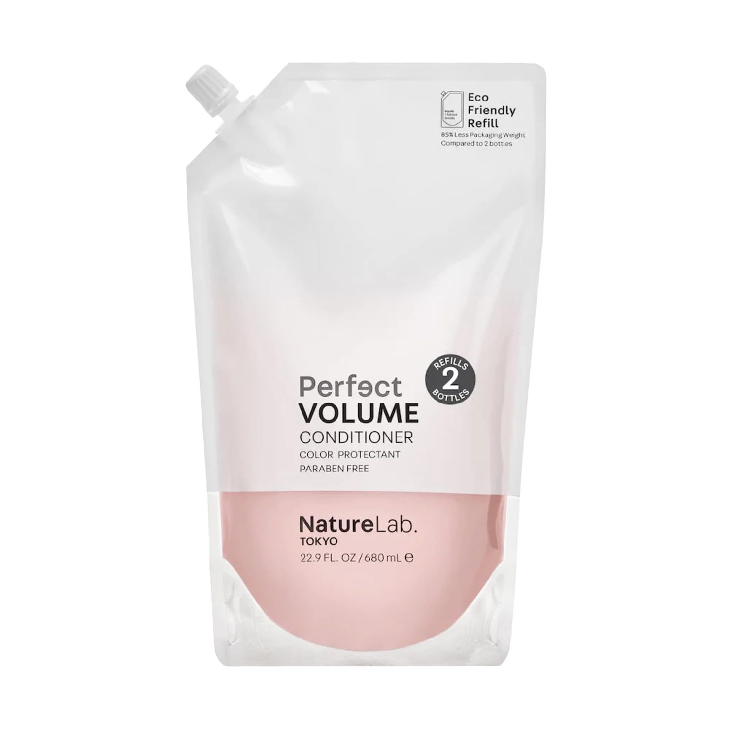 NATURELAB. TOKYO Perfect Volume Conditioner: Eco-Friendly Refill Pouch: Lightweight Hair Conditioner, Build Lift, and Body to Flat, Fine, or Limp Hair I 22.9 FL OZ 680ml