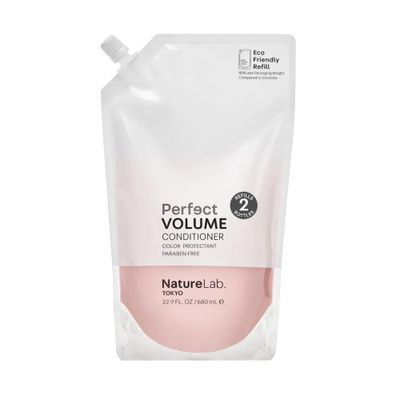 NATURELAB. TOKYO Perfect Volume Conditioner: Eco-Friendly Refill Pouch: Lightweight Hair Conditioner, Build Lift, and Body to Flat, Fine, or Limp Hair I 22.9 FL OZ 680ml