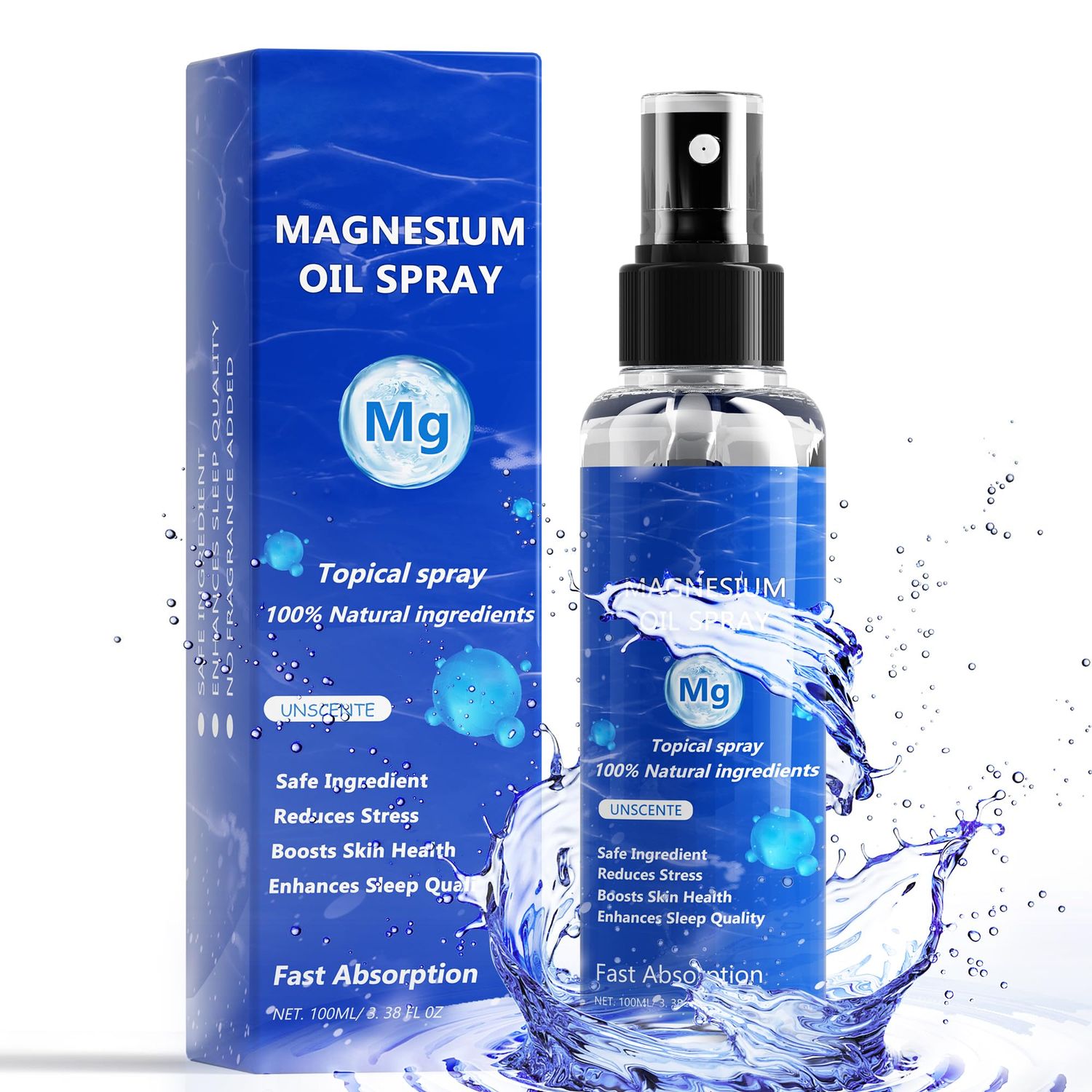 Magnesium Oil Spray, 100ML Topical Magnesium Oil Spray, for Leg Muscle and Joint Health and Sleep Quality, Easy to Absorb and Use