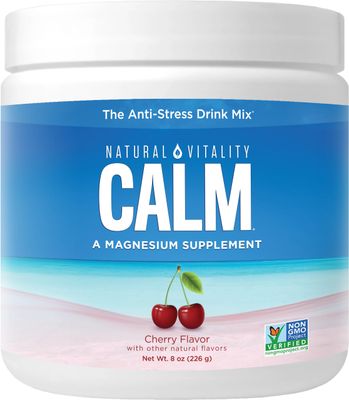 Natural Vitality Calm, Magnesium Supplement, Anti-Stress Drink Mix Powder, Gluten Free, Vegan, Non-GMO, Cherry, 8 oz
