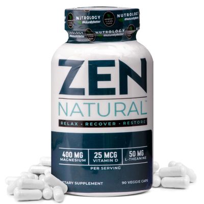 Nutrology Zen Natural Magnesium Supplement, 400mg Magnesium Malate Per Dose with Vitamin D3, L-Theanine, Promotes Relaxation, Muscle Recovery Adrenal Health, High Absorption Supplement, 30 Servings