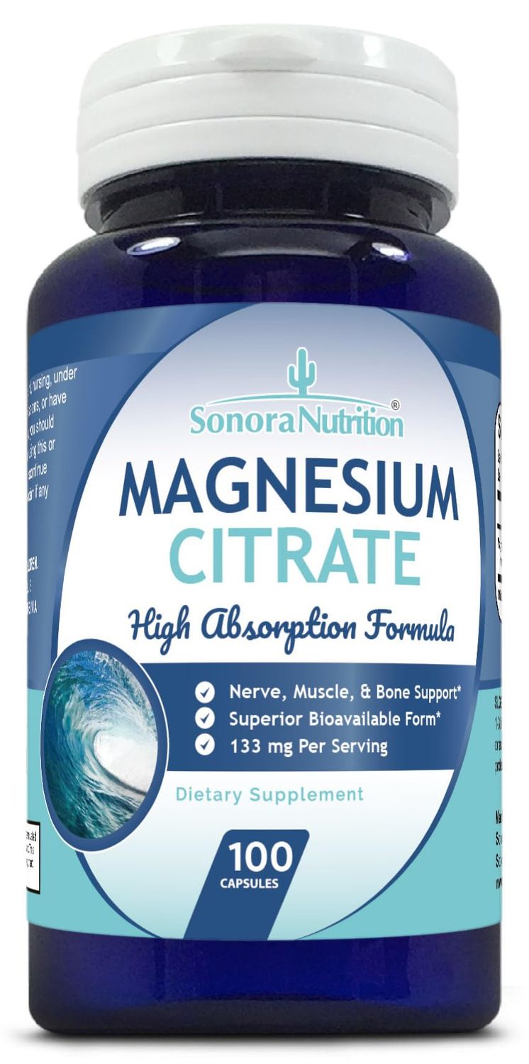 Sonora Nutrition Magnesium Citrate High Absorption Formula 133 mg Per Serving, 100 Capsules