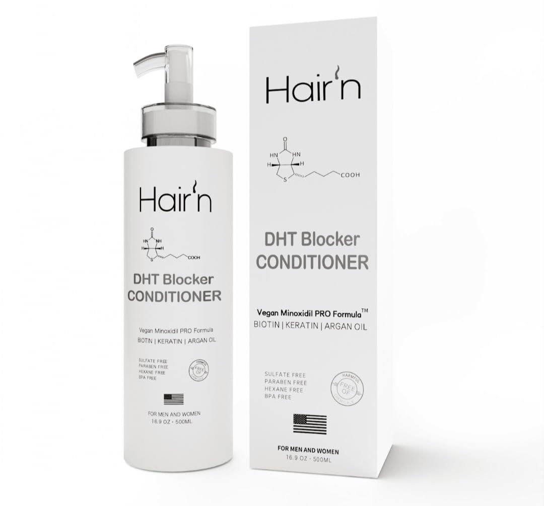HAIR n DHT Blocker Conditioner, Vegan Formula for Thinning Hair, Biotin, Argan Oil, Keratin 30 Exotic Botanicals, Moisturizes, Strengthens Hair Growth, Sulfate-Free, Paraben-Free, for Men Women