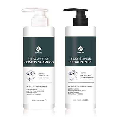 Elabore Silky Shine KERATIN Shampoo Pack SET 16.06fl.oz 475ml