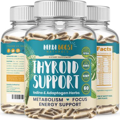 Thyroid Support for Women with Iodine 1069mg Extra Strength Supplement for Metabolism, Focus with Ashwagandha, L-Tyrosine, Zinc, Selenium More