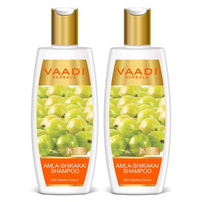 Vaadi Herbals Herbal Shampoo, ALL Natural - Suitable for All Hair Types - Pack of 2 X 11.8 Ounces (Amla Shampoo)