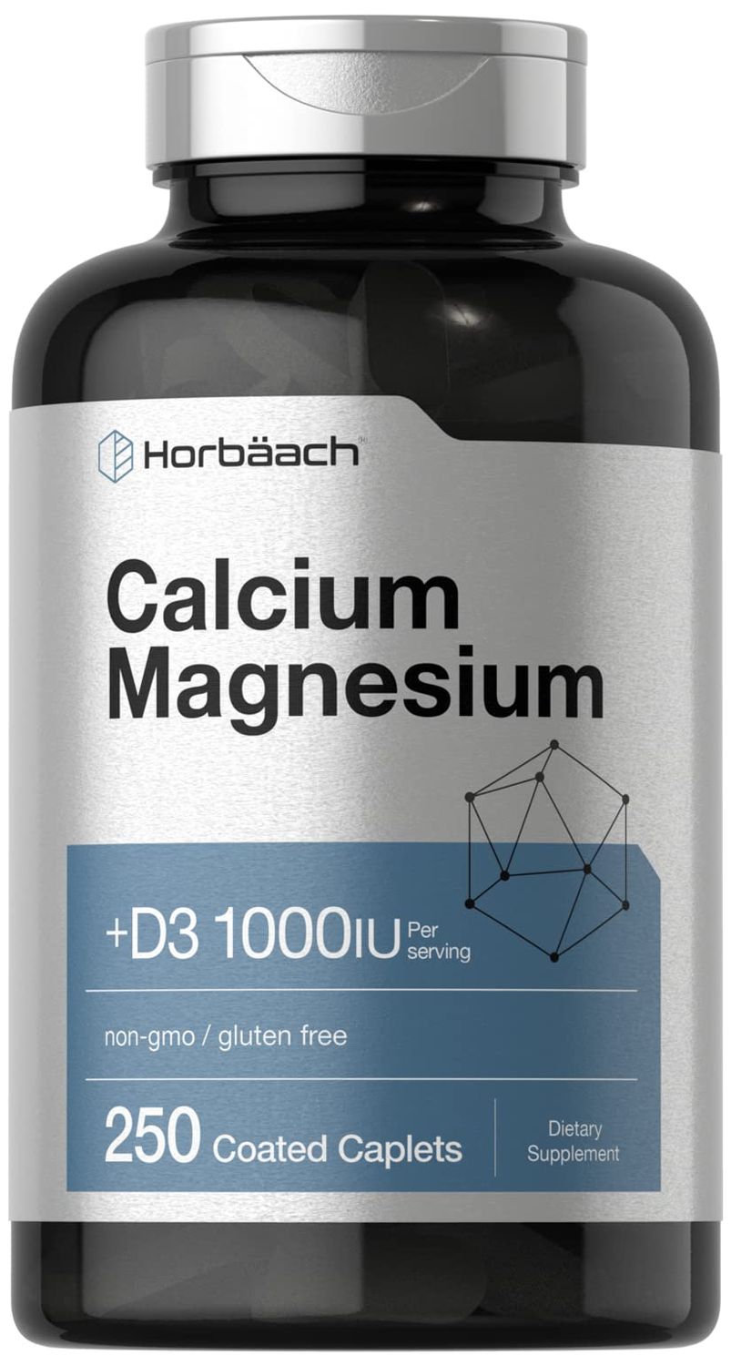 Horb ach Calcium Magnesium D3 Supplement 1000 IU D3 250 Coated Caplets Non-GMO Gluten Free