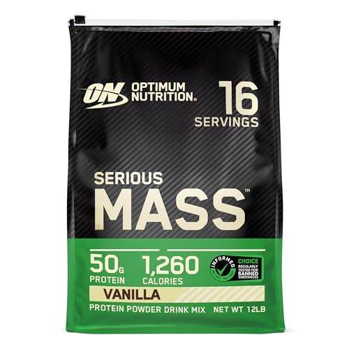 Optimum Nutrition Serious Mass Weight Gainer Protein Powder, Vitamin C and Zinc for Immune Support, Vanilla, 12 Pound (Packaging May Vary)