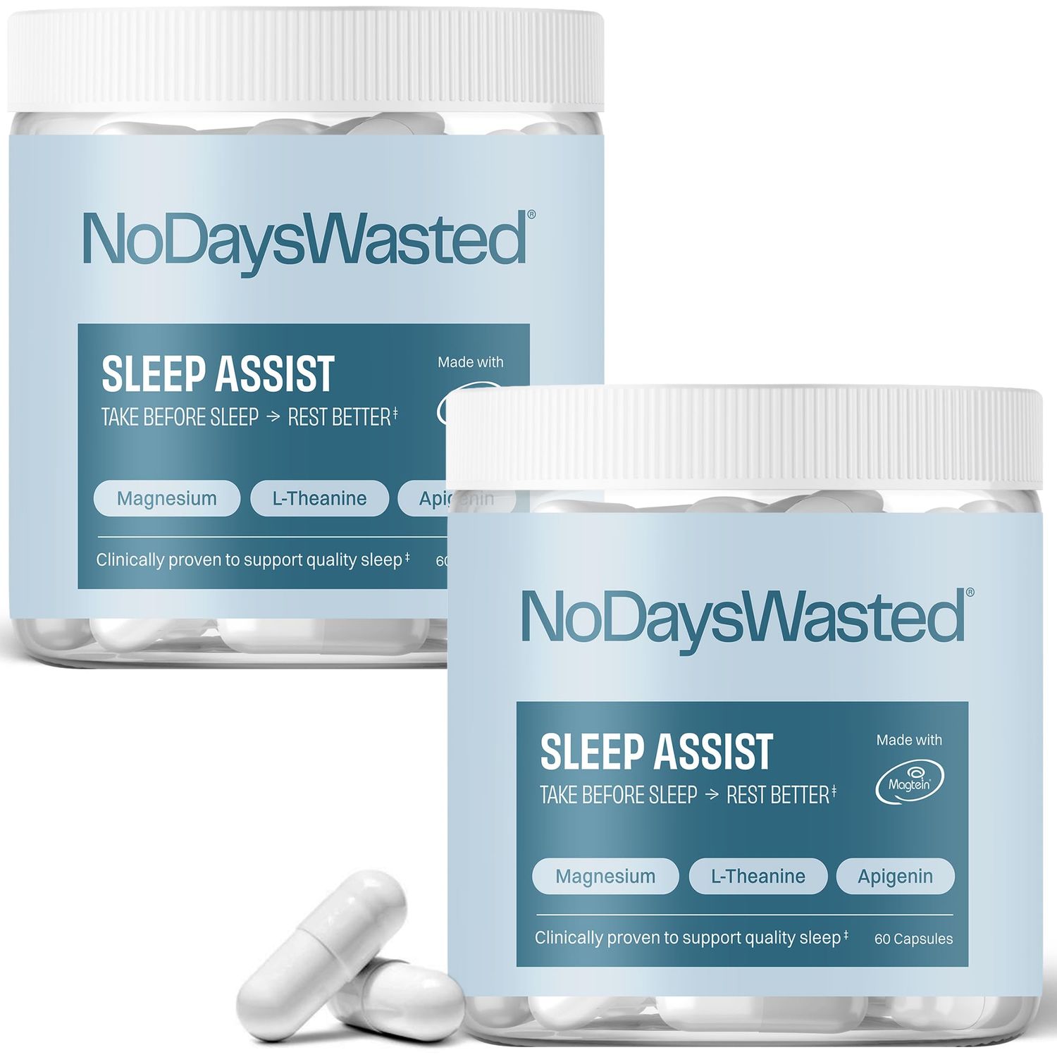 Magnesium Supplement - Magnesium Threonate, Chelated Magnesium Bisglycinate, L-Theanine Apigenin - Rest Assist - Powerful Blend for Restful Nights - 120 Capsules