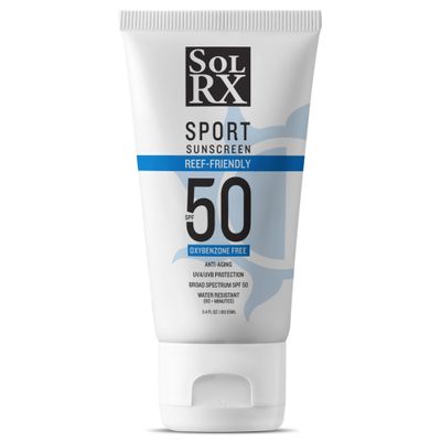 SolRX SPORT SPF 50 Sunscreen, Oxybenzone Free, Broad Spectrum UVAUVB, Fragrance Free, Reef Friendly