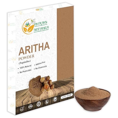 Herbs Botanica Aritha Powder 5.3 oz 150 Gm Pure Natural Soap Nut Powder Natural Hair Shampoo Conditioner Sapindus mukorossi Excellent Hair Conditioner From INDIA