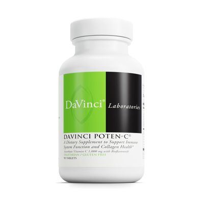 DAVINCI Labs Poten-C - Support Immune System Function Collagen Health - Vitamin C, Calcium, Magnesium, Zinc, Potassium, Manganese Bioflavonoids - Vegetarian - Gluten-Free - 90 Tablets