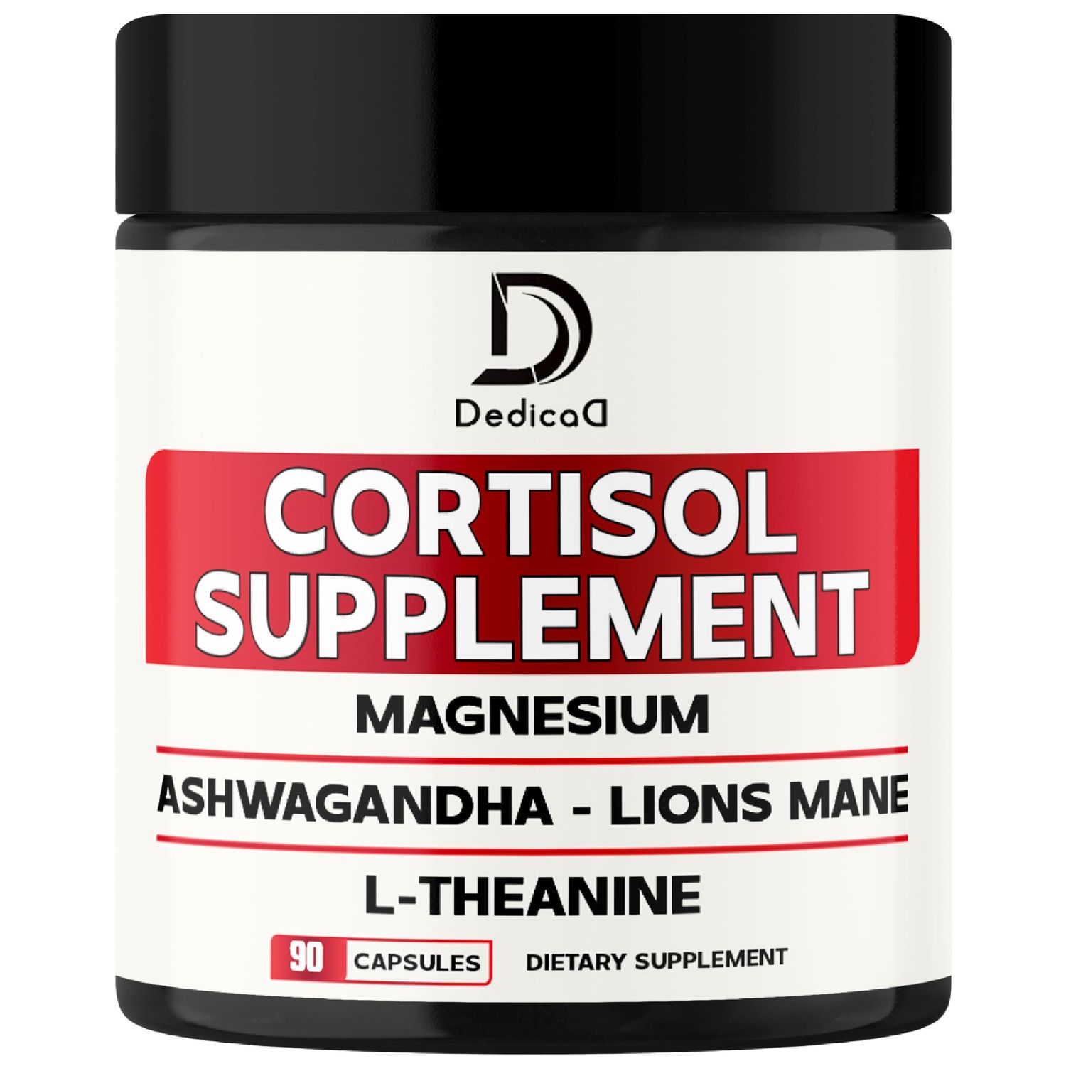 DEDICAD 9in1 Cortisol Supplement - Ashwagandha and Magnesium Glycinate and Chelate - Brain Health Restful Night Mood Balance - 90 Capsules Supply 45 Days