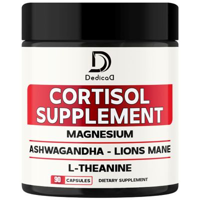 DEDICAD 9in1 Cortisol Supplement - Ashwagandha and Magnesium Glycinate and Chelate - Brain Health Restful Night Mood Balance - 90 Capsules Supply 45 Days
