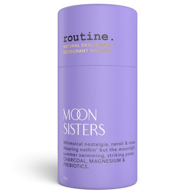 ROUTINE Natural Deodorant Stick for Women and Men - 50g Anti Sweat Antiperspirant for All Types of Skin Formulated with Activated Charcoal, Magnesium, and Prebiotics - Moon Sisters