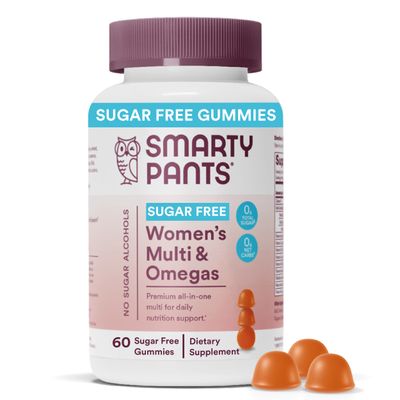 SmartyPants Women&#39;s Multivitamin Gummies, Sugar Free: Biotin, Methylfolate, Omega 3 (ALA), Vitamin D3, C, Vitamin B12, B6, A, K Zinc, Inositol, Gluten Free, 60 Count (20 Day Supply)