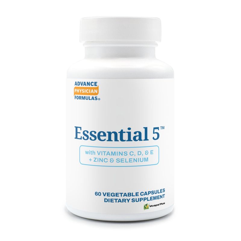 Advance Physician Formulas, Essential 5: Vitamins C, D, E Zinc Selenium, 60 Vegetable Capsules