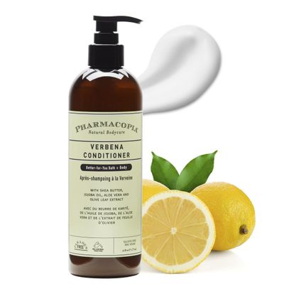 Pharmacopia Verbena Conditioner - Natural Scalp Moisturizer, Vegan Cruelty-Free Hair Care with Shea Butter, Aloe Vera, Jojoba Oil and Olive Leaf Extract for Dry Hair Treatment and Detangling, 16 oz