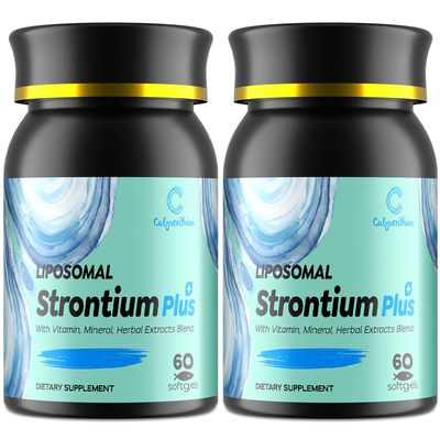 Calyverithion Liposomal Strontium Citrate 680mg-Advanced Bone Density Joint Support Formula with Calcium, Vitamin K2 (MK-7), Magnesium Herbal Bone Blend-Natural Citrus Flavor-120 Softgels