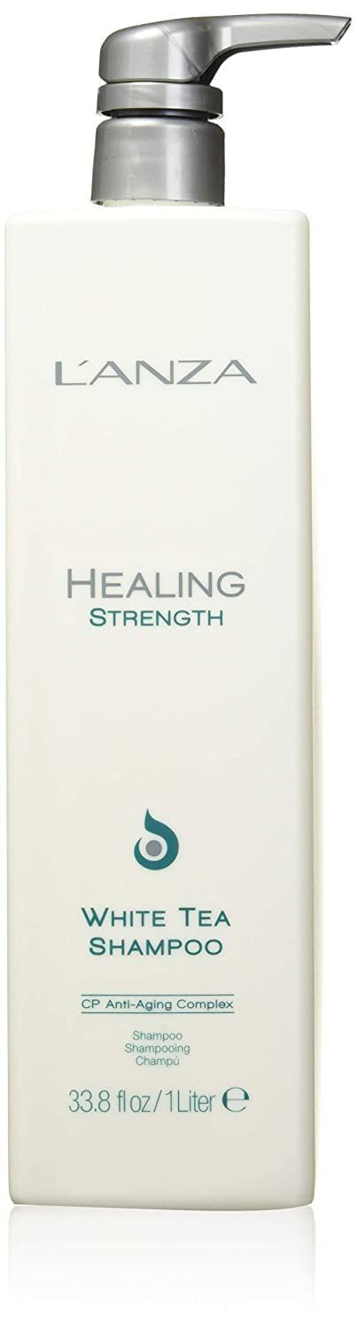 L&#39;ANZA Healing Strength White Tea Shampoo, Hair Shampoo that Strengthens, Protects and Restores Weak, Fragile, and Aged Hair Against Split Ends Frizz Control, Luxury Hair Care
