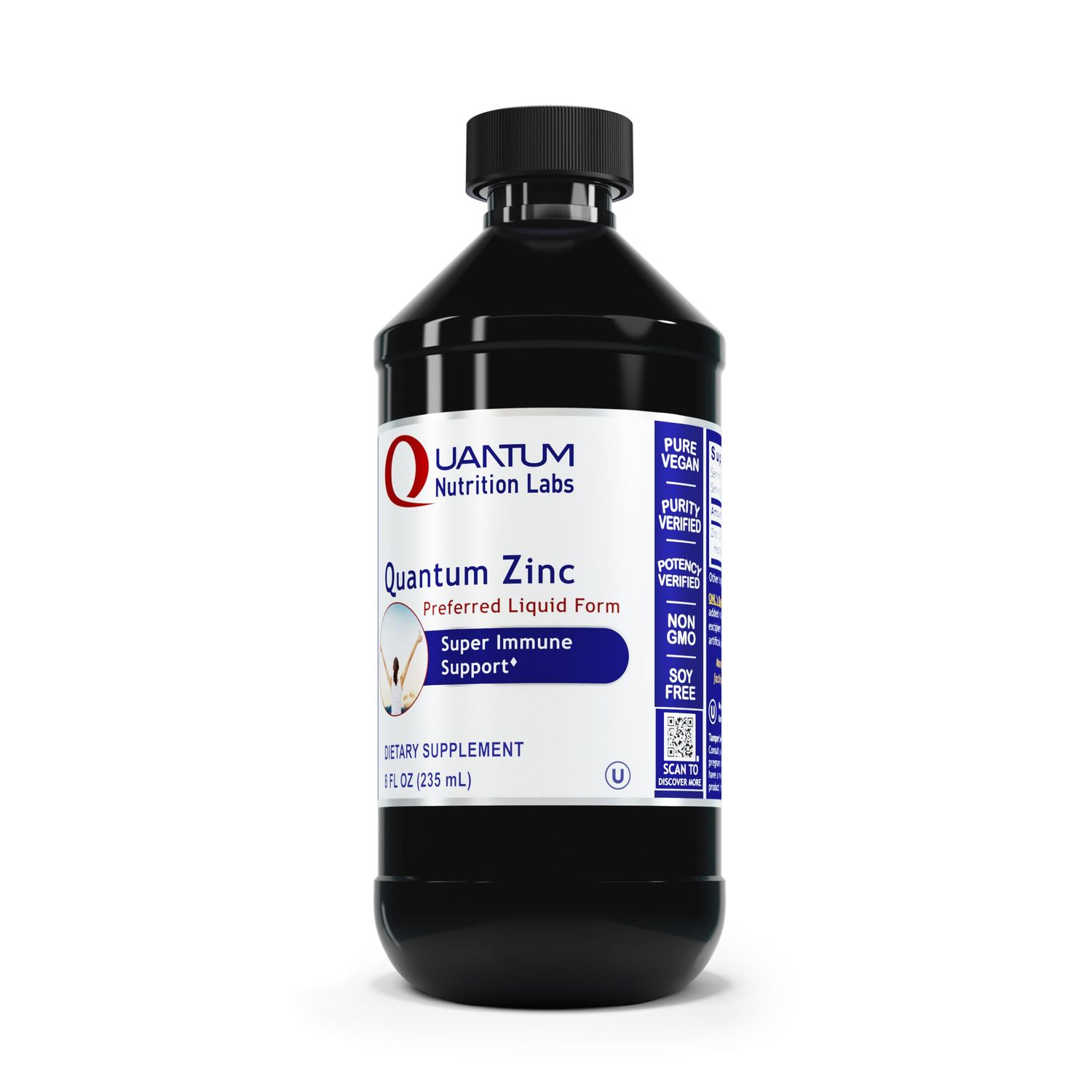 Quantum Nutrition Labs Zinc - Liquid Zinc Drops, Zinc Supplements, Zinc Tincture for Adults, 25mg Zinc Sulfate Per Serving for Metabolic Function Immune Support - 8 Fl Oz Bottle