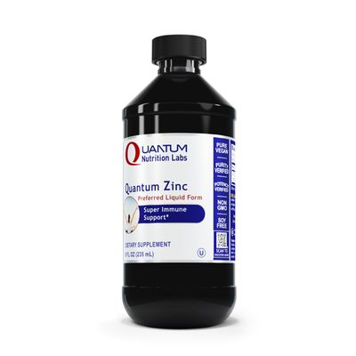 Quantum Nutrition Labs Zinc - Liquid Zinc Drops, Zinc Supplements, Zinc Tincture for Adults, 25mg Zinc Sulfate Per Serving for Metabolic Function Immune Support - 8 Fl Oz Bottle