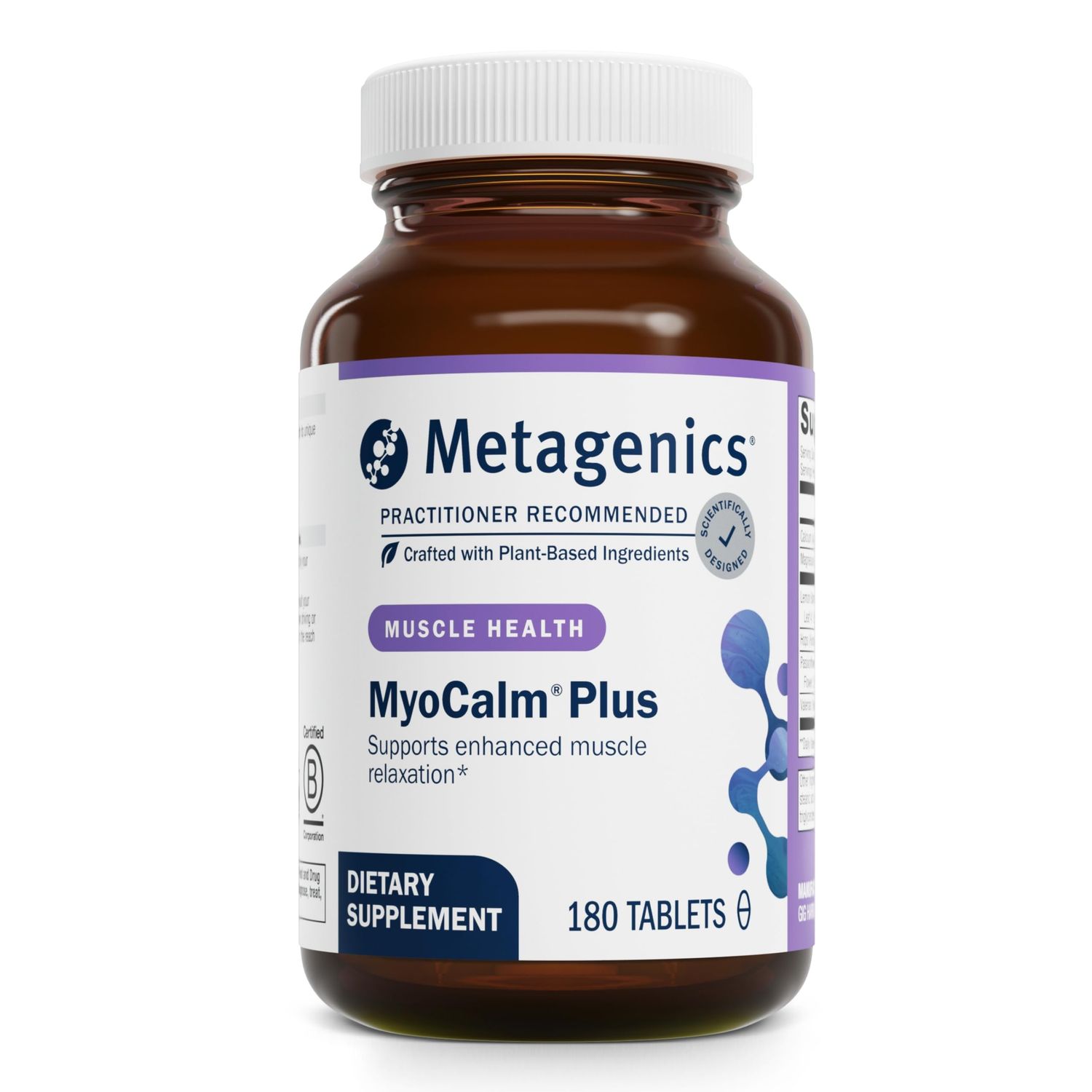 Metagenics MyoCalm Plus - with Passionflower, Valerian Root, Magnesium Calcium - Non-GMO, Gluten-Free Vegetarian - 60 Servings - 180 Tablets