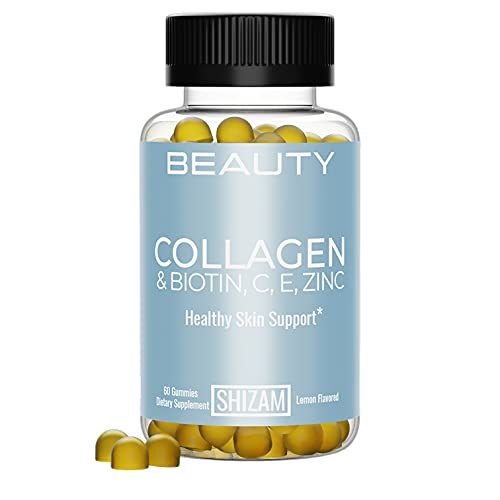 SHIZAM Hydrolyzed Bovine Collagen Biotin Gummies with Multi-Vitamin C, E Zinc for Hair Growth-Loss and Strong Nail. Alternative for Liquid Drops, Pills Keratin Shampoo for Women