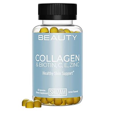 SHIZAM Hydrolyzed Bovine Collagen Biotin Gummies with Multi-Vitamin C, E Zinc for Hair Growth-Loss and Strong Nail. Alternative for Liquid Drops, Pills Keratin Shampoo for Women